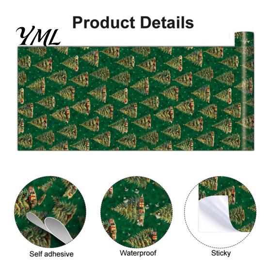 Self Adhesive Wall Paper for Bedroom Christmas Tree Decals, Large Holiday Pine Backdrop Sticker, Peel And Retro Decals Stick Removable Art Winter