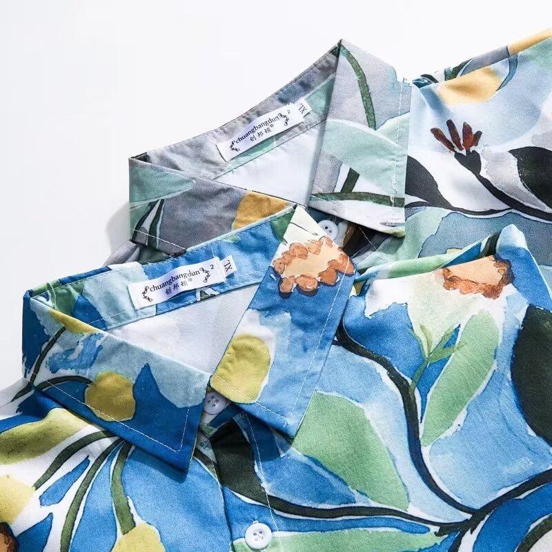 Мужская рубашка в стиле ретро, ​​мужской летний наряд, студенческий свободный крой, нишевый дизайн, повседневный мужской топ, верхняя одежда, пляжный топ