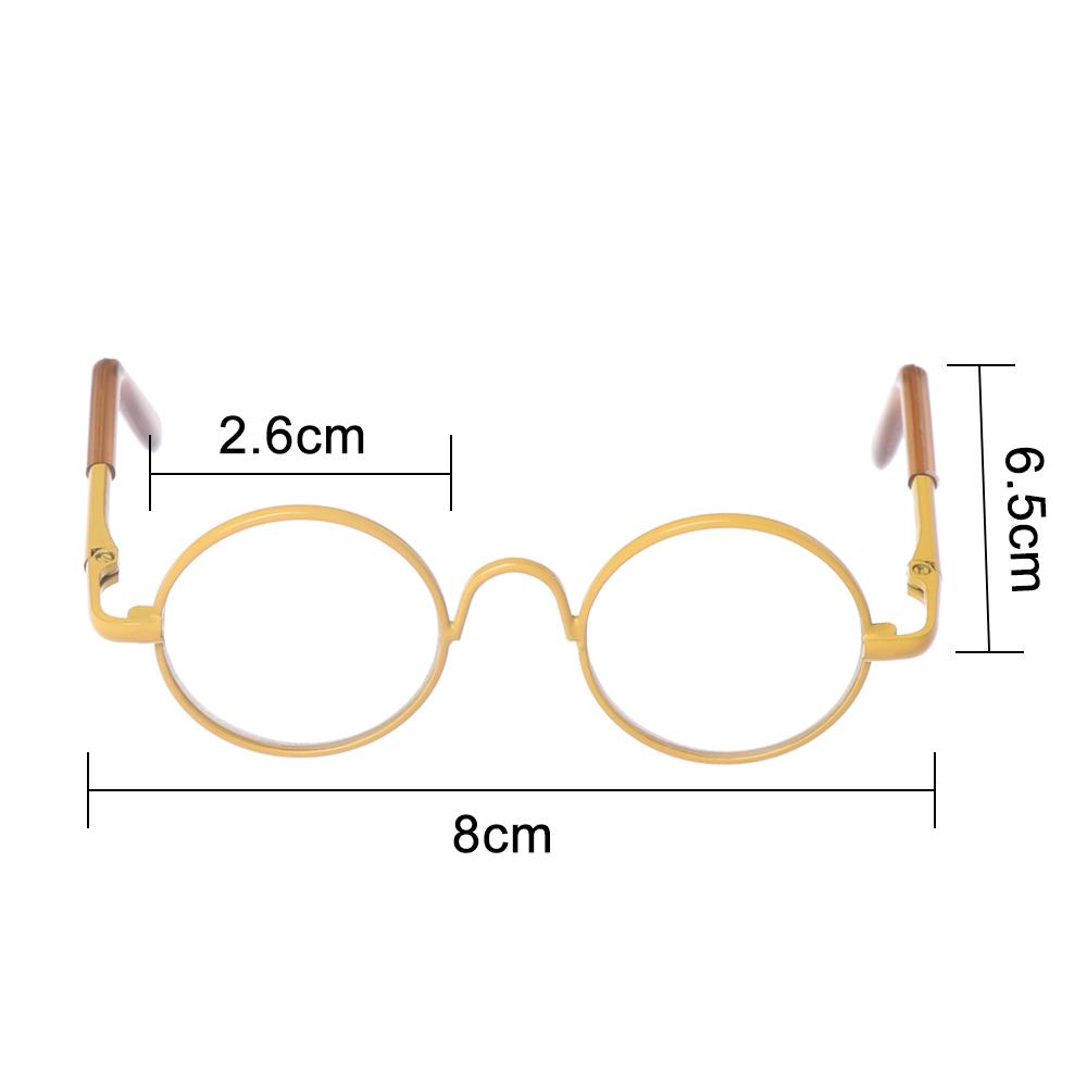 For 12/18 Inch Small Eyeglass Miniature Eyewear Metal Frame Round-Shaped Clear Lens Doll Glasses