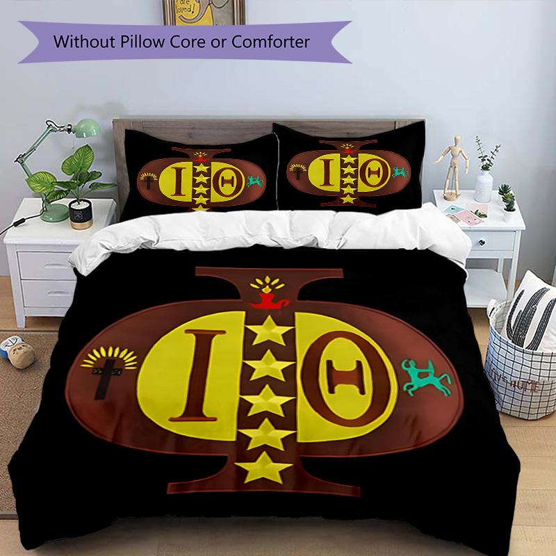 3pcs Duvet Cover Set (1*Duvet Cover + 2*Pillowcase, Without Core), Iota Phi Theta Print Bedding Set, Bedroom Decor, All‑Season, Birthday Gift