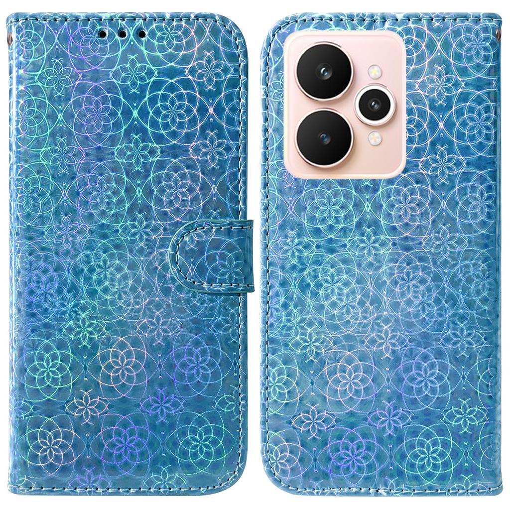 Чехол-подставка для Realme 15 Pro 5G/15 5G, кожаный чехол для телефона "Ослепительный цветок" с ремешком на запястье