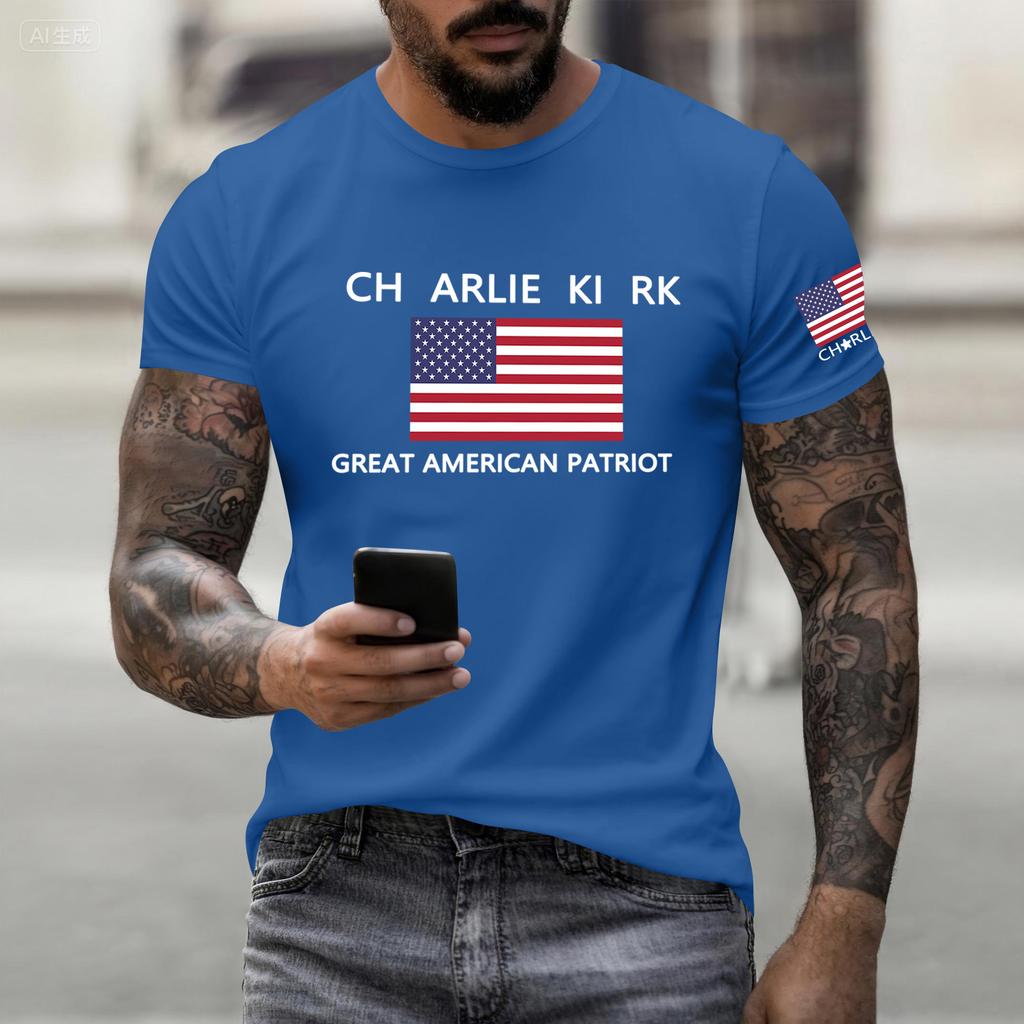 Fashionable Round Neck Short Sleeve Work Clothes Printed Tops For Mens Summer Tops