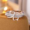 Romantic Rose Gold Silver Color Rings for Women Double Heart Rings White Zircon Ins Infinity Wedding Bands Bridal Engagement Jewelry