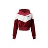 Spliced Hooded Pullover Knit Crop Sweatshirt Women Tops Red BV5055-677
