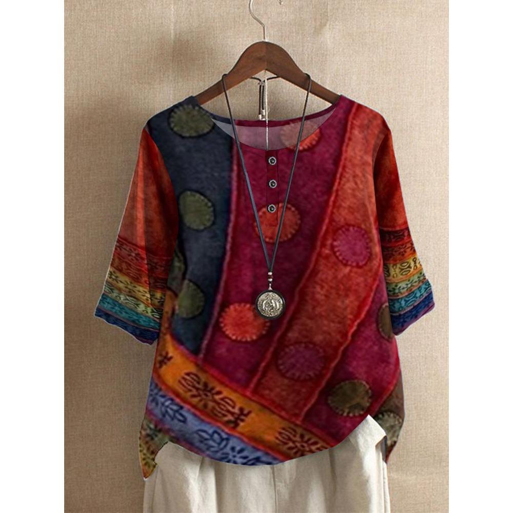 GMXIA Women's Loose Fashion Loose Digital Print Casual Top