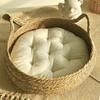 OUZEY Rattan Weaving Cat Basket Pet Cat Bed With Cushion Soft Warm Puppy Kitten Bed Donut Round Comfortable Sleeping Cat House