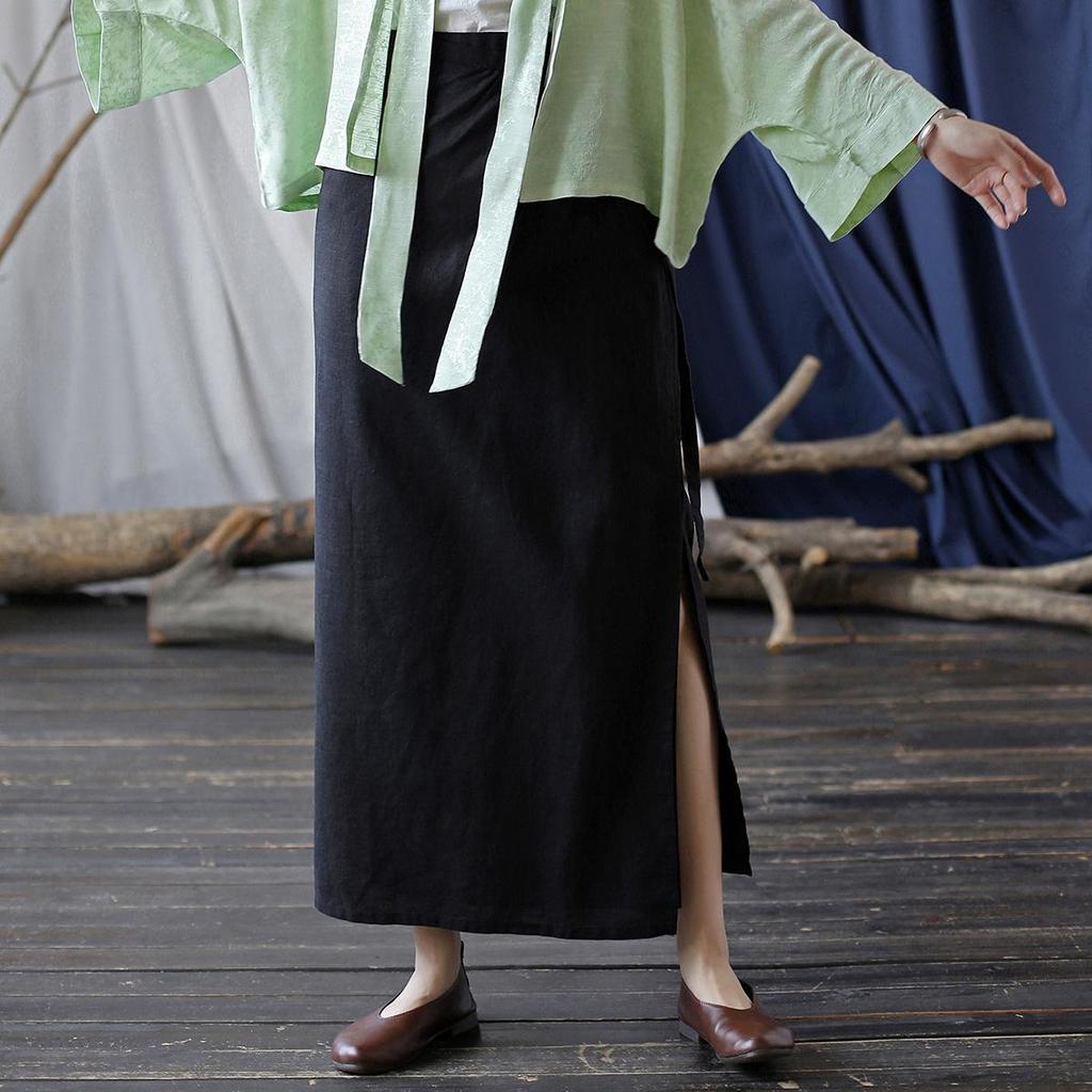 Johnature Женские винтажные льняные бандажные юбки, однотонные осенние высококачественные женские юбки трапециевидной формы