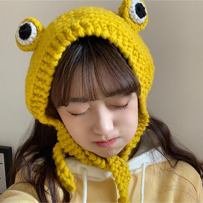 Зимние черепа, милая женская шапка-лягушка, вязаная крючком вязаная шапка, костюм, шапка-бини, шапка, женский подарок, кепка в стиле хип-хоп, реквизит для фотосессии, вечерние