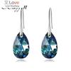 Classic Korean Pear-shaped Drop Earrings Crystals Jewelry for Women Silver Color Big Pendant