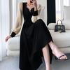 "Plus Size Hepburn Style Long-Sleeve Dress for Spring & Autumn Women"