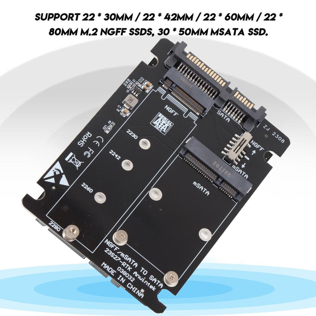2 в 1 Mini M.2 NGFF & MSATA SSD to SATA 3.0 Hard Disk Adapter Converter Card