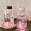 Бутылка для воды Kawaii, эстетический стакан для льда, кофе, сока, чая, симпатичные пластиковые стаканчики с бантом и крышкой-соломинкой, портативная бутылка для питья
