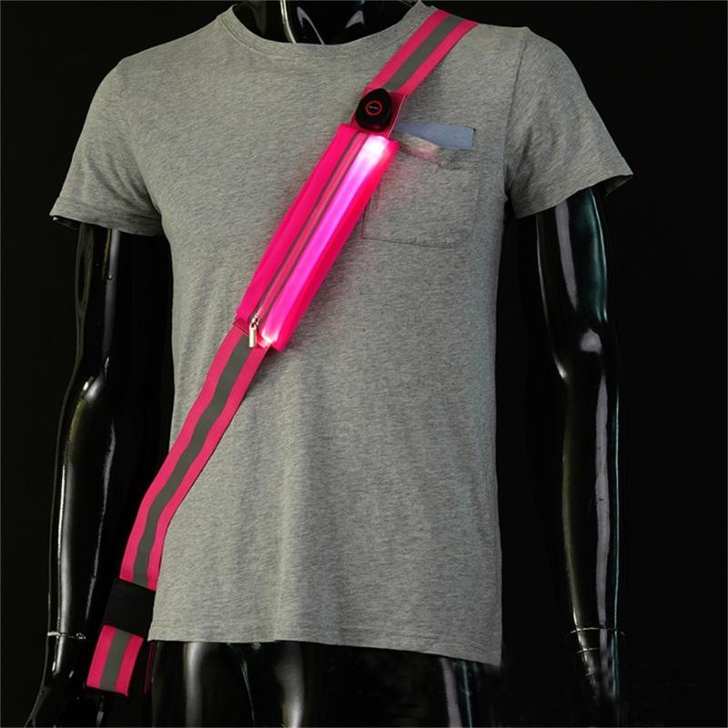 USB-перезаряжаемый светоотражающий пояс-лента с регулируемой длиной для бега