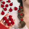 1 шт. корейские красные бархатные заколки для волос с розами для женщин, маленькие заколки-цветы для девочек, элегантные заколки для волос, свадебные аксессуары для волос