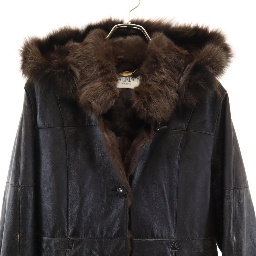 Balmain Кожаная куртка из кролика 11 Коричневая Женская Б/У