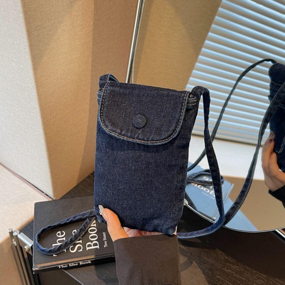 Street Style Denim Crossbody Bag Y2K Phone Purses Fashionable Canvas Bag Women&Men