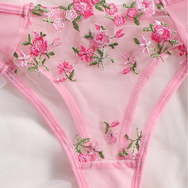 Женское сексуальное женское белье на косточках, комплект с бюстгальтером, новый летний сетчатый перспективный цветочный кружевной комплект с вышивкой, эротическое нижнее белье