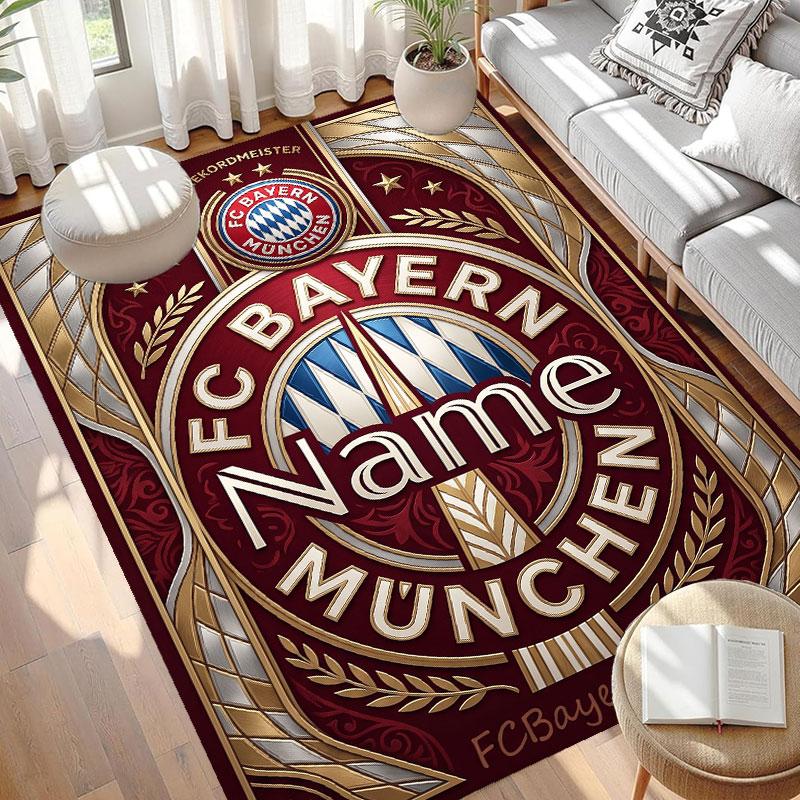 Custom Name Personalized FC Bayern Munich Print Carpet, Versatile Home Decor Rug, for Playroom, Apartment, Balcony, Entryway, Hallway Gift