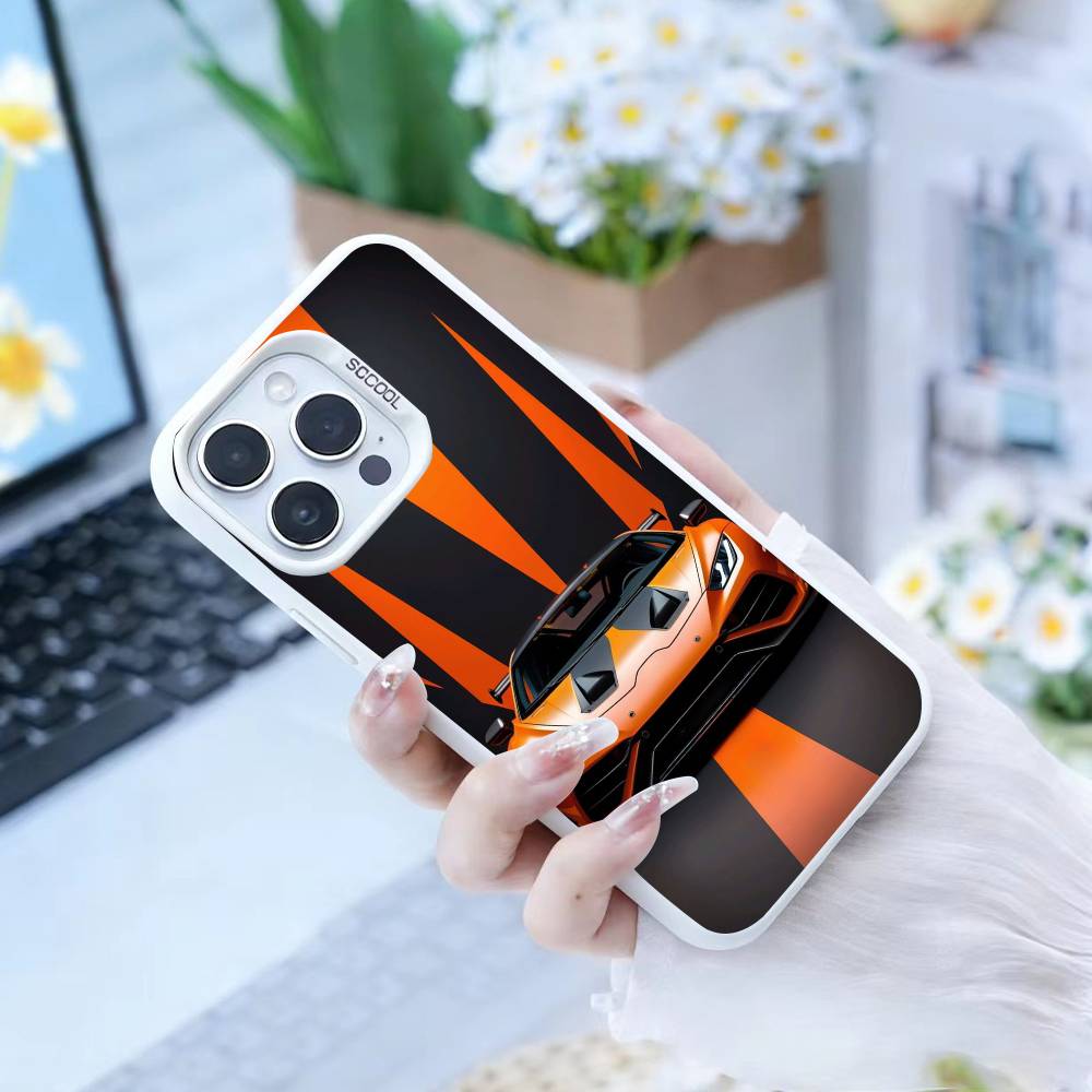 Sport Car Phone Case For iPhone 16,15,14,13,12,17,Pro,MAX white Matte Shockproof Cover
