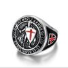 Men's Titanium Steel Gold Plated Ring Vintage Templar Red Cross Shield Ring