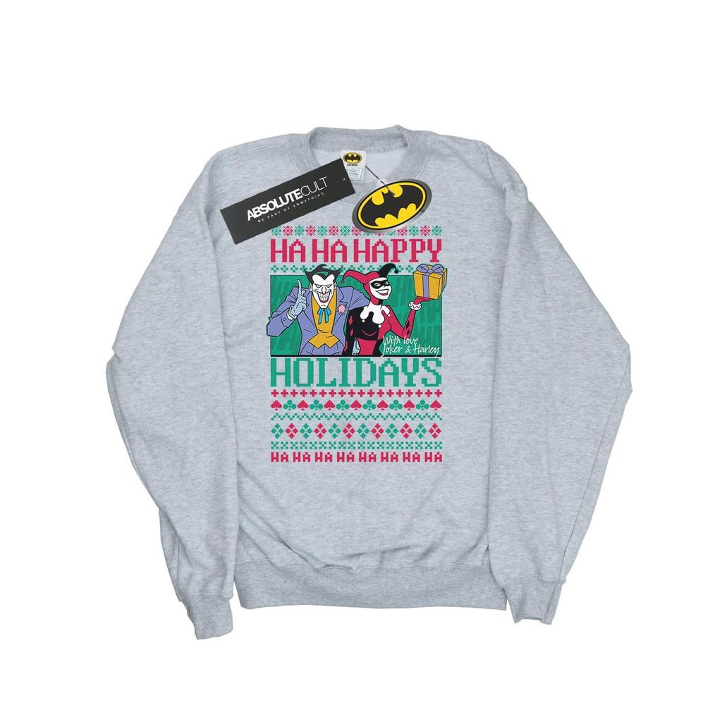 DC Comics Mens Joker And Harley Quinn Ha Ha Happy Holidays Sweatshirt