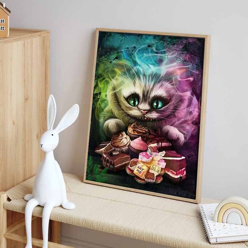 Disney Алмазная живопись Алиса в Стране чудес Чеширский кот Тематическая художественная иллюстрация 5D Вышивка крестом Подвесной принт 5D ПазлМозаикаВышивкаУкрашение дома