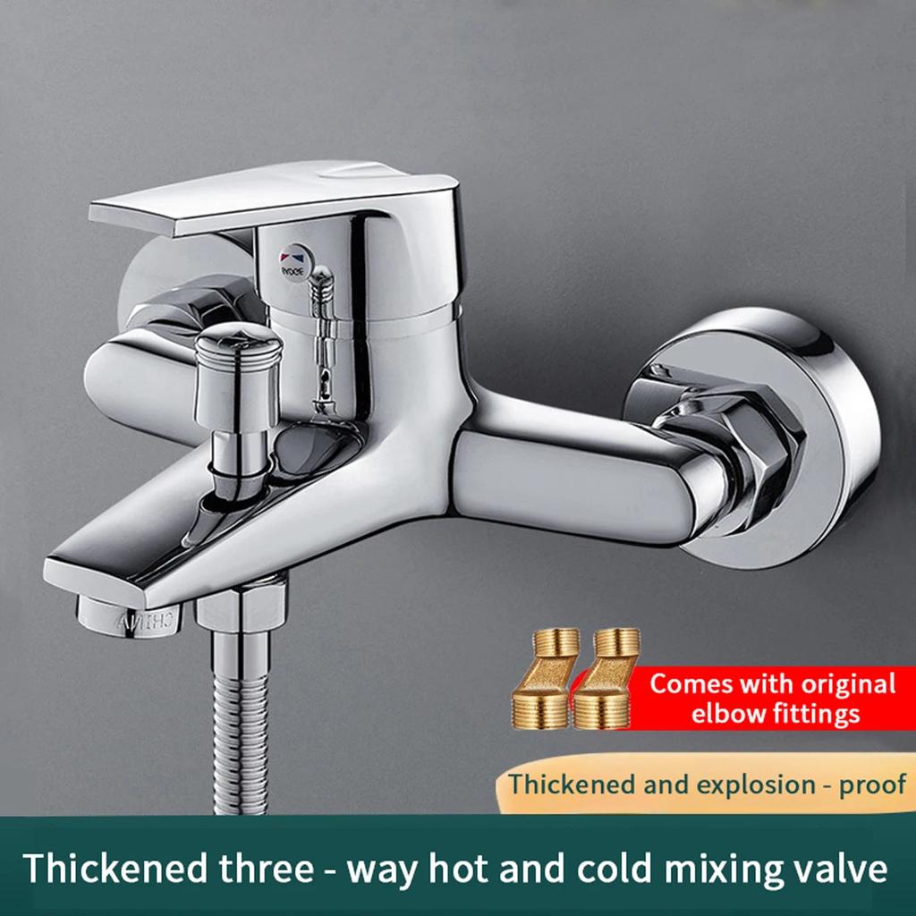 Bathroom Pressurized Shower Faucet Mixer Valve Cold and Hot Water Tap for Bathtub Anti-Leak Design Durable Bathroom Tap