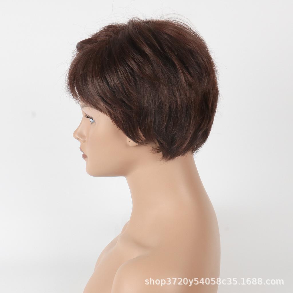 Европейские и американские парики женские короткие волосы, ржаво-коричневые белые женские повседневные парики из химического волокна