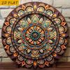 Винтажная металлическая настенная табличка 20x20 см, круглая, мандала, геометрический декор, ручная работа, алюминий