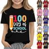 Kids Fashion Casual Short Sleeve 100 Day School Anniversary Printed Round Neck T-Shirt Top