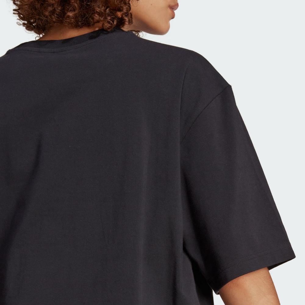 Adidas Originals Retro Houndstooth Logo Print Loose Fit Round Neck Short Sleeve T-Shirt Women T-Shirts Black IC5145