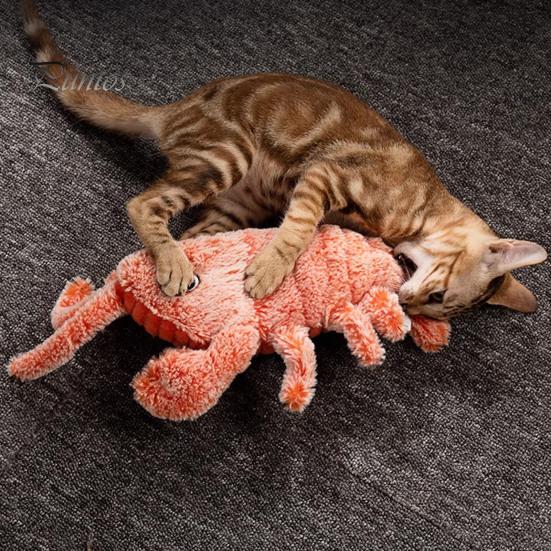 Интерактивная игрушка для собак "Лобстер" с USB-перезаряжаемыми режимами вибрации Игрушка для кошек Электрическая реалистичная виляющая игрушка-лобстер Кошачья мята Добавляется для снятия стресса