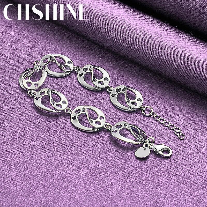 CHSHINE Изящный браслет-шарм из стерлингового серебра 925 пробы, круглый, для женщин, для свадьбы, вечеринки, модная бижутерия