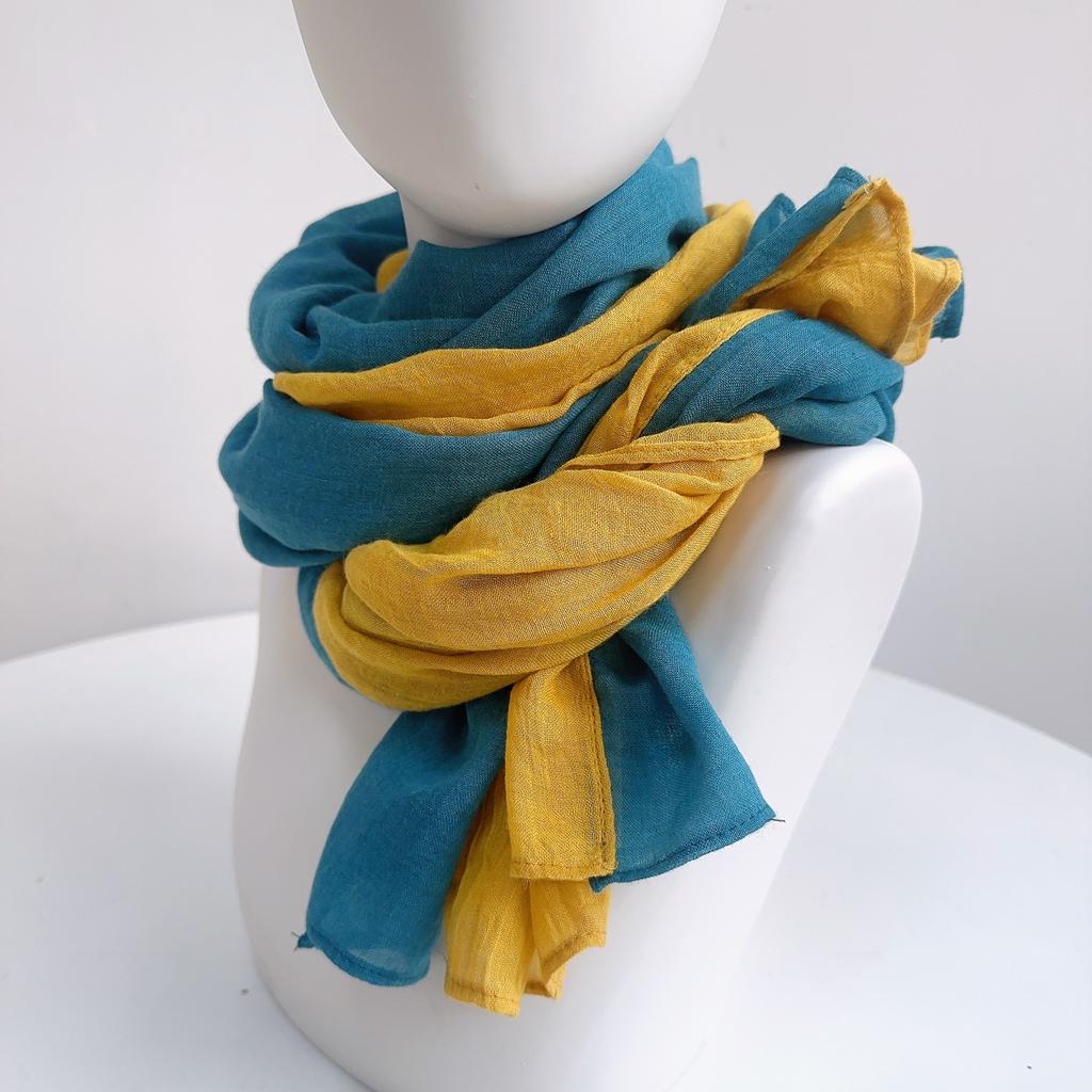 New Linen And Cotton Scarf Long Color Patch Scarf Shawl Autumn Winter Warm Artistic Woman Scarf 79x190cm