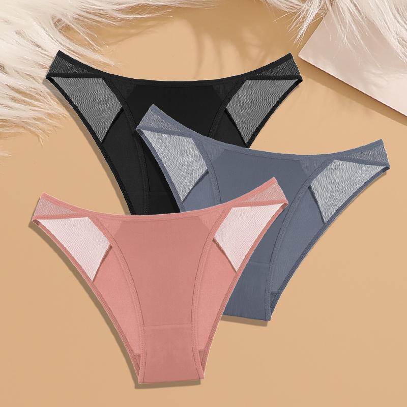 3Pcs Seamless Hollow Out Underwear Patchwork Lace Women's Panties Sexy Low Waist Female Underpants High Quality Briefs