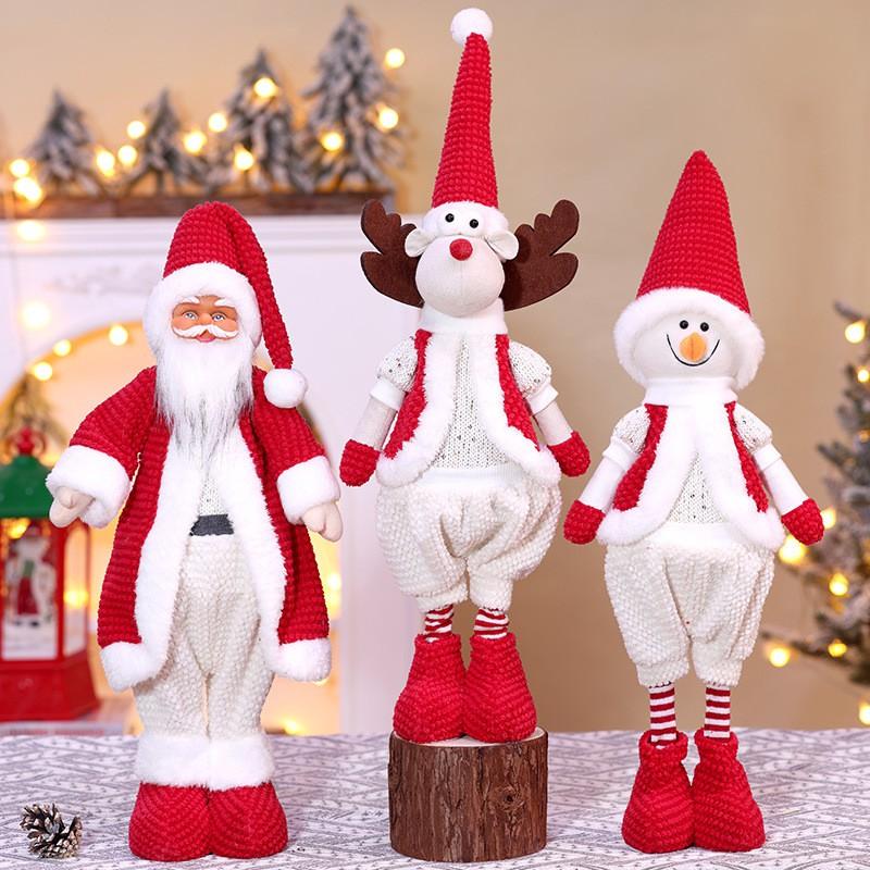 Christmas Stretchable Santa Snowman Reindeer Figurine Decor Standing Toy Kids Holiday Home Party Display