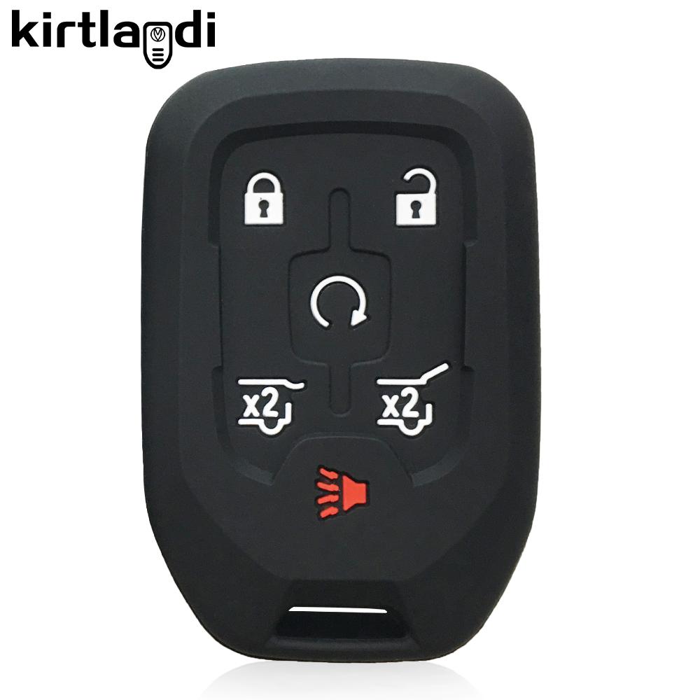 Silicone Car Key Cover Case for GMC Yukon XL Sierra Terrain Acadia for Chevrolet Tahoe 2015-2020 Remote Keyless Holder Keychain