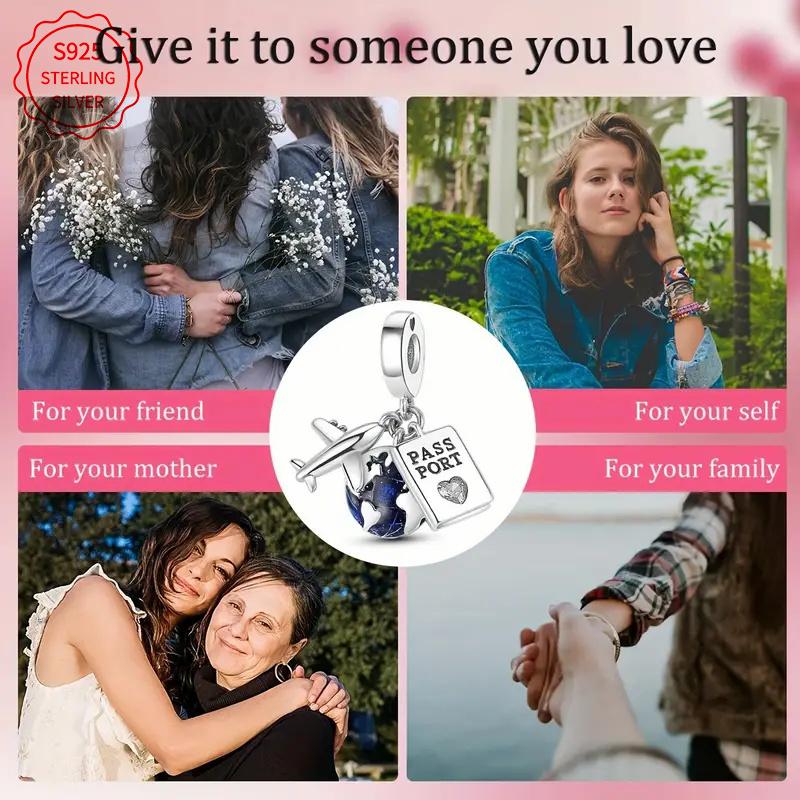 Совершенно новый медный самолет, паспорт, Земля, женские праздничные ювелирные изделия, подарок, подходит для оригинального DIY браслета, подвески