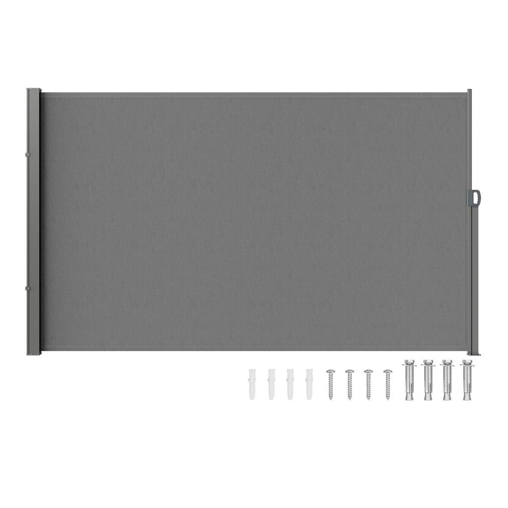 Retractable Side Awning, 79''x 118'' Outdoor Privacy Screen, 180g Polyester Water-proof Retractable Patio Screen, UV 30+ Room Divider Wind Screen for
