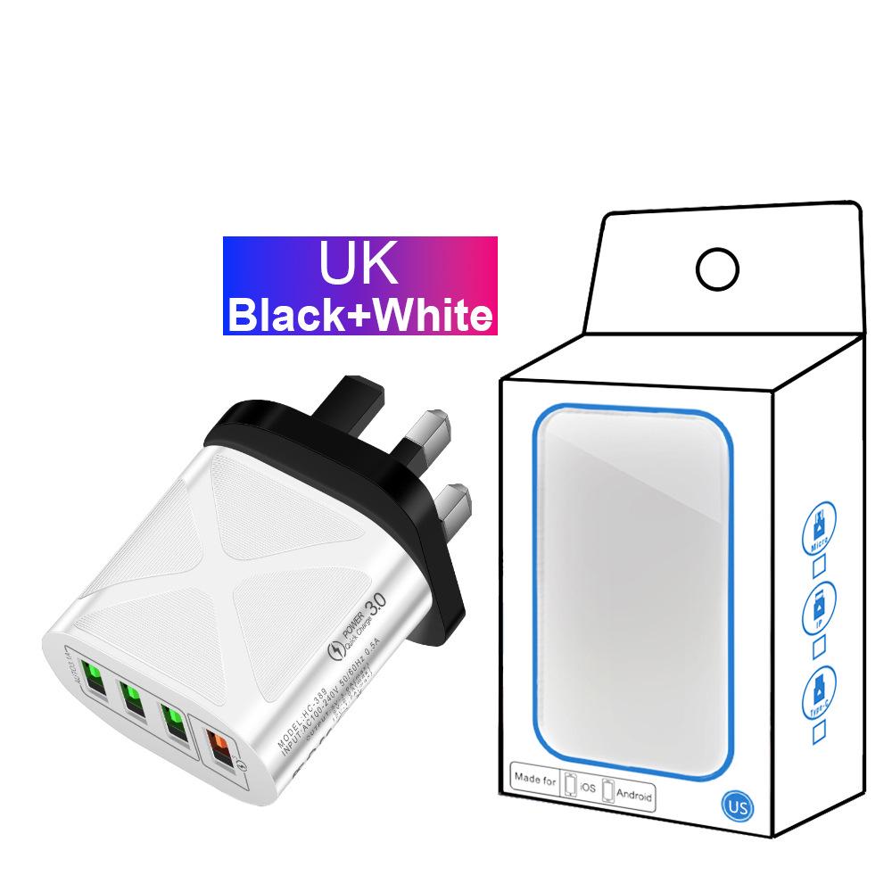 New QC3.0 4-Port Fast Charger: 5V/9V/12V European, American, British & Australian Standard