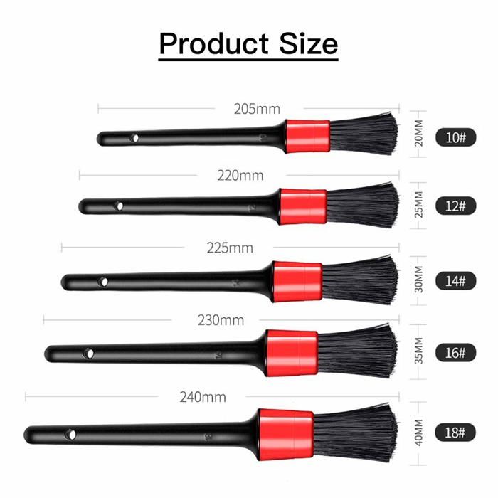 Pinceau de Détail, 5pcs Auto Detailing Brush Set, Cleaner Brush Set, Brush pour La Voiture Moto Roues de Nettoyage Automobile