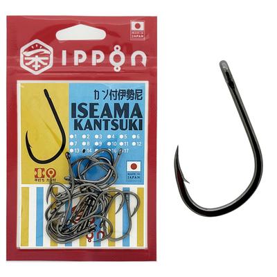 ИППОН (1 Крючок) Крючки рыболовные Isenami с черным покрытием, с бородкой, Сделано в Японии, Экономная упаковка (14 крючков 22 крючка)