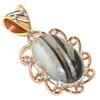 Natural Botswana Agate Two Tone 925 Solid Sterling Silver Pendant 1.50" S8s51