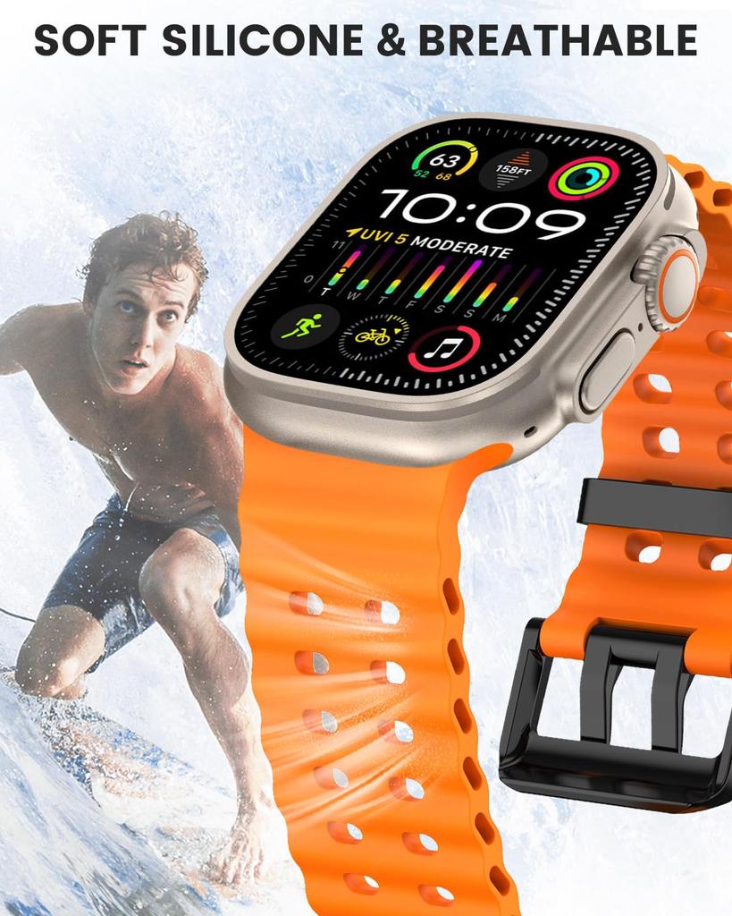 Ремешки для Apple Watch Ultra 2 Ремешок 49 мм 46 мм 45 мм 44 мм 42 мм Спортивный силиконовый ремешок браслет iWatch series 10 9 7 8 6 5 4 SE