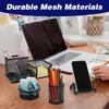 Mesh Pen Holder for Desk Pencil Holders 6 Pieces Desk Organizer Office Supplies Caddy with Sticky Notes Holder for Office School Home Black