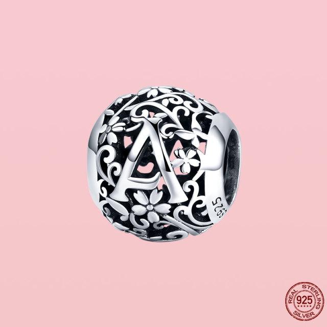 Новое поступление 925 пробы серебряный кулон круглой формы с буквами от A до Z подвески бусины подходят оригинальный браслет ожерелье ювелирные изделия