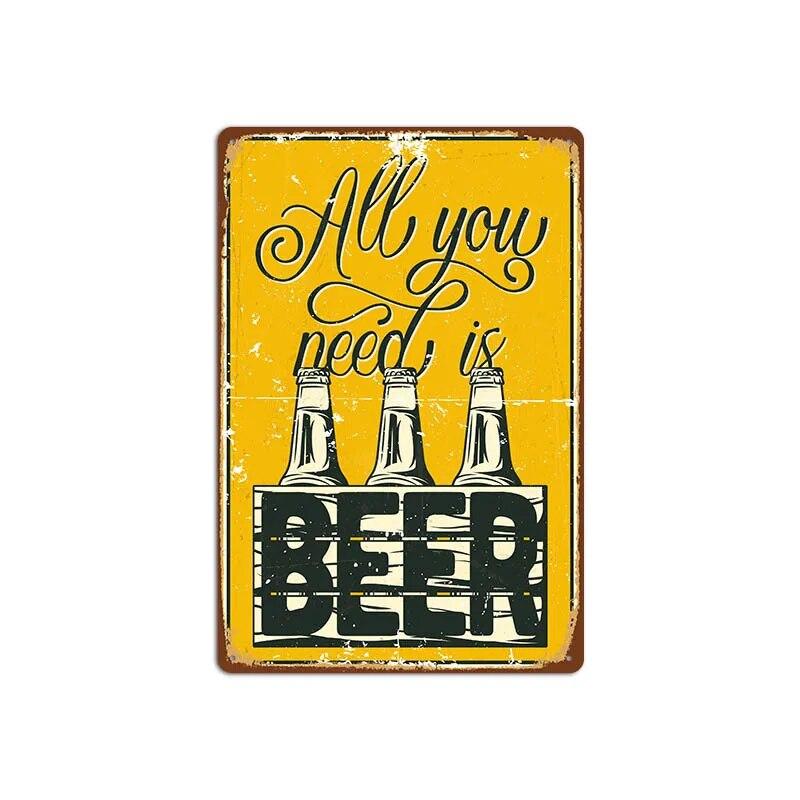 Vintage Cold Beer Metal Tin Sign 2023 New Iron Sheet Bar Background Wall Decoration Painting American Frameless Decorations