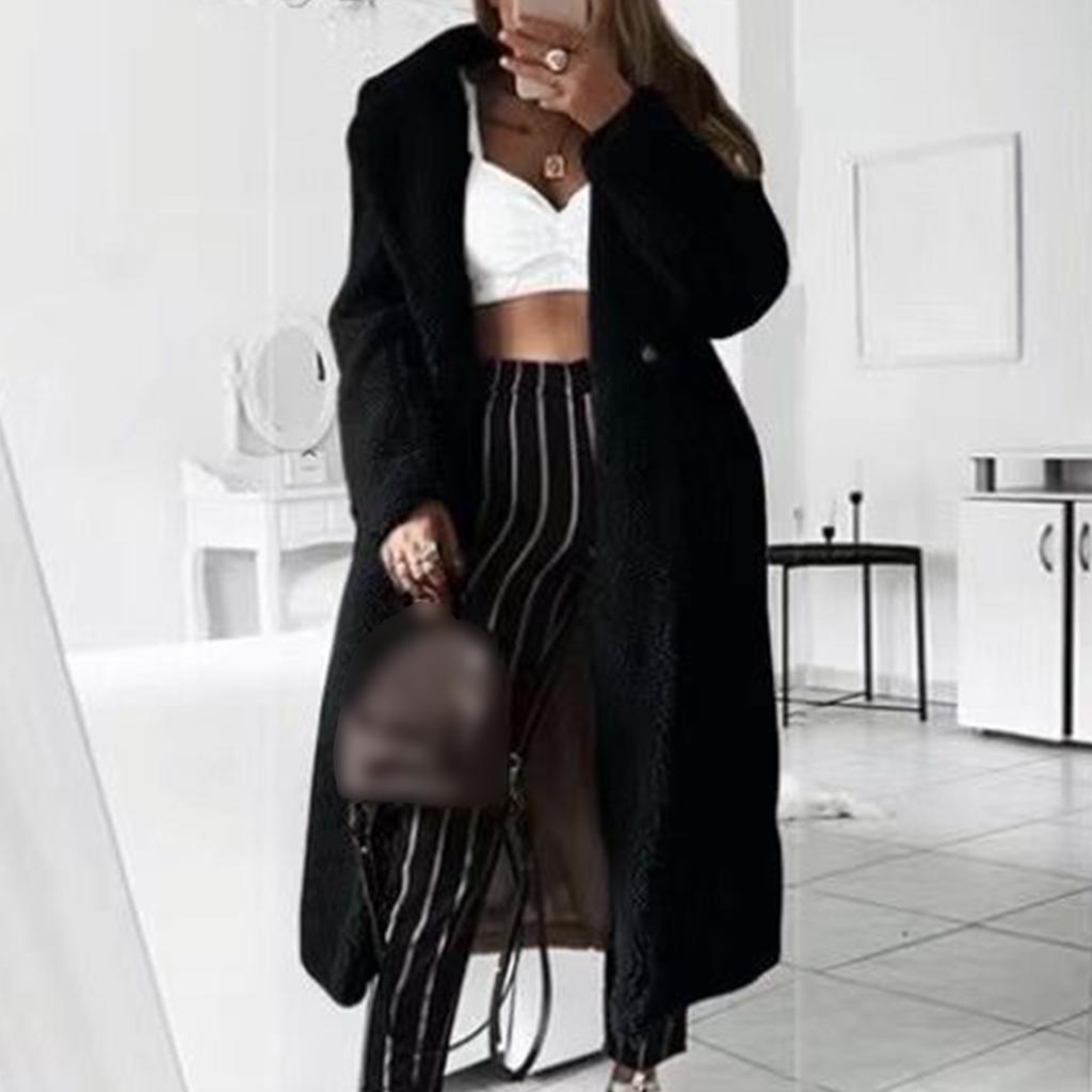 Женское искусственное плюшевое пальто, женское осенне-зимнее повседневное длинное пальто больших размеров, толстая теплая верхняя одежда, куртка оверсайз