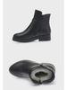 Women's Winter Flat Boots: Thick-Heeled Cowhide with Warm Velvet for Middle-Aged & Elderly