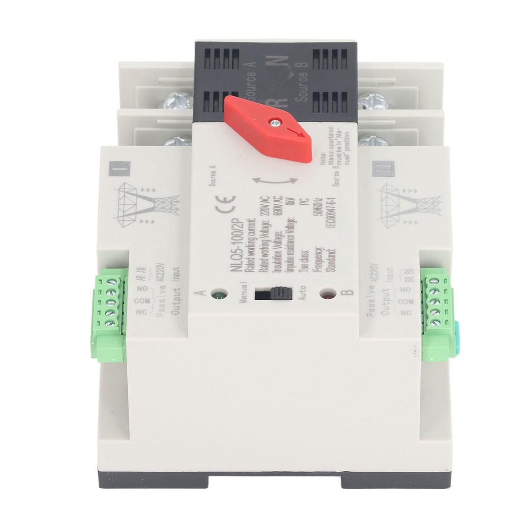 Двойной автоматический переключатель питания 2P Mini ATS автоматический переключатель питания AC220V 100A